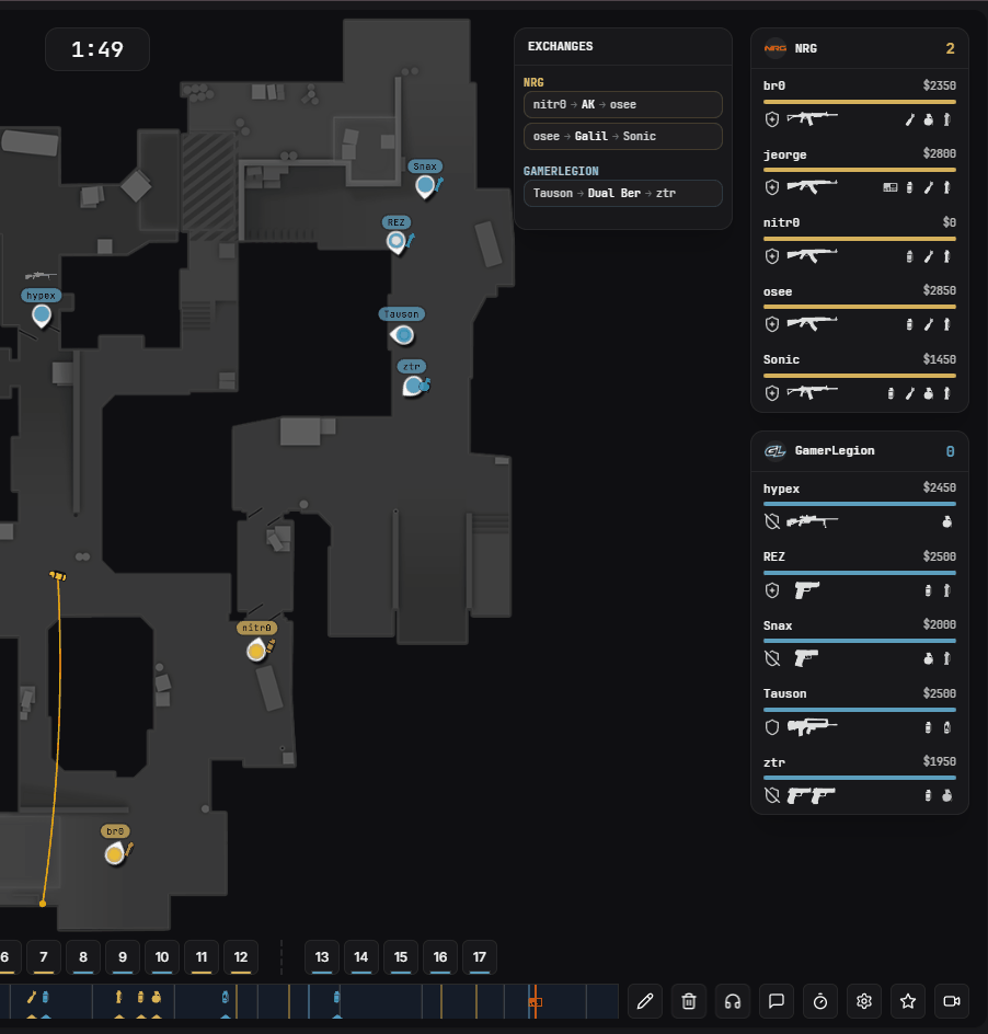 Copying positions from grenades and players