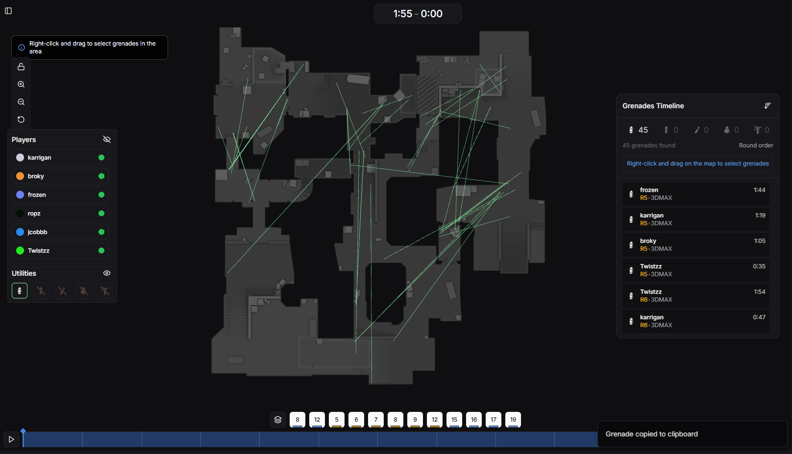 Copying setpos command for grenade lineup
