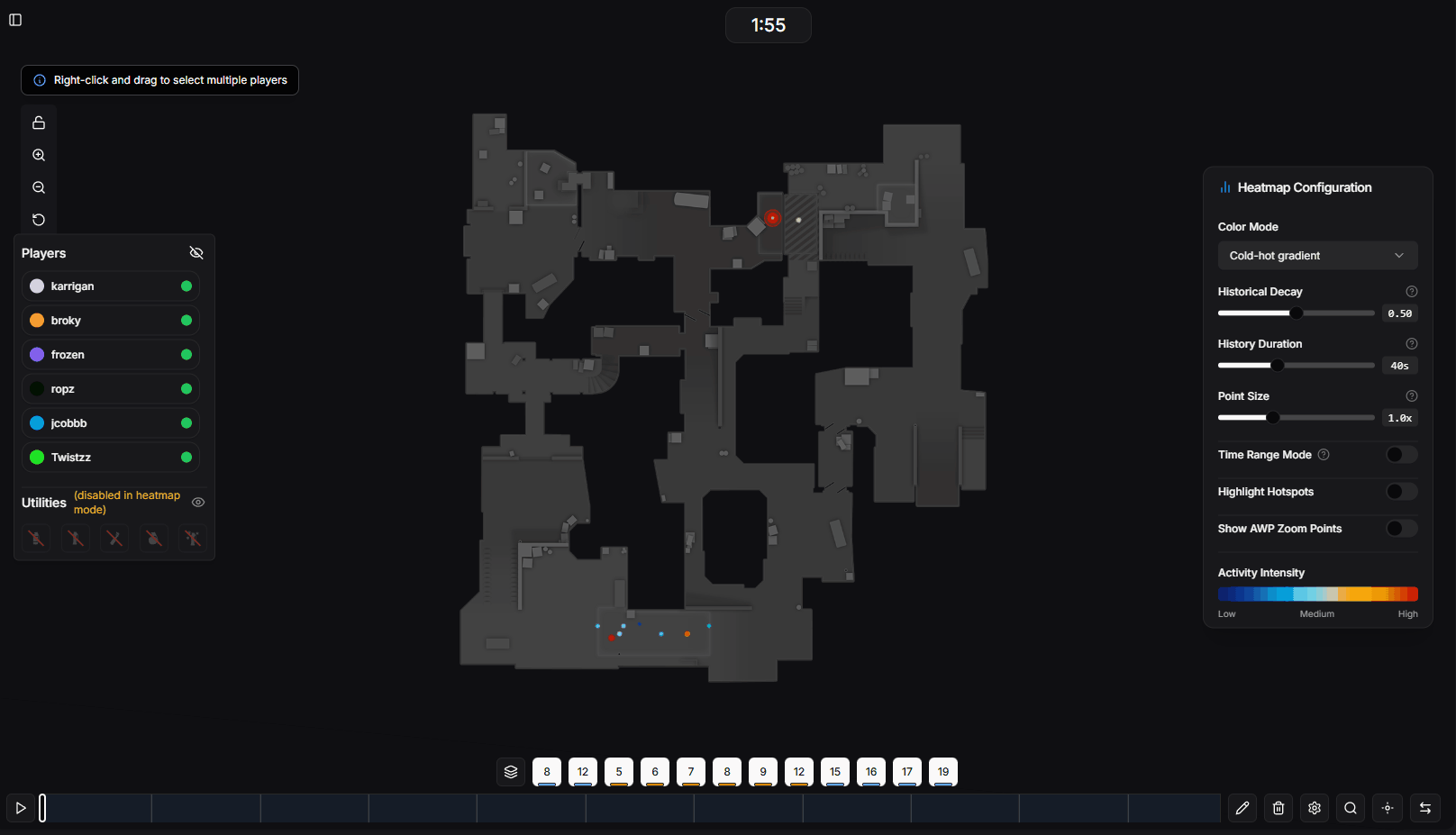 AWP zoom points heatmap visualization