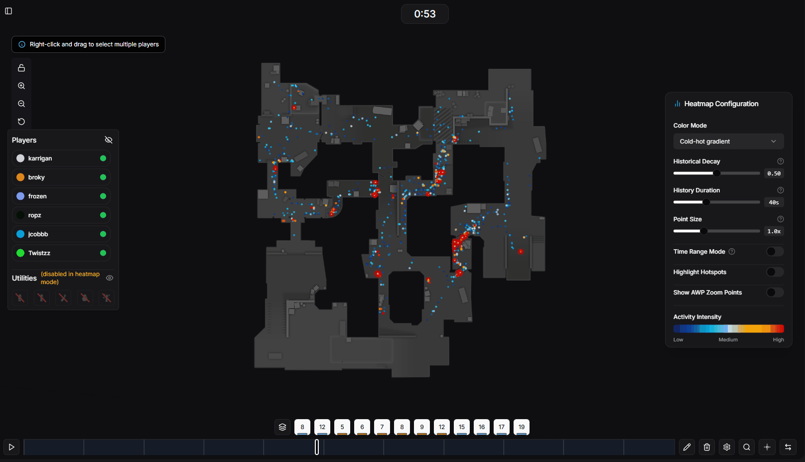 Time range mode with dual slider