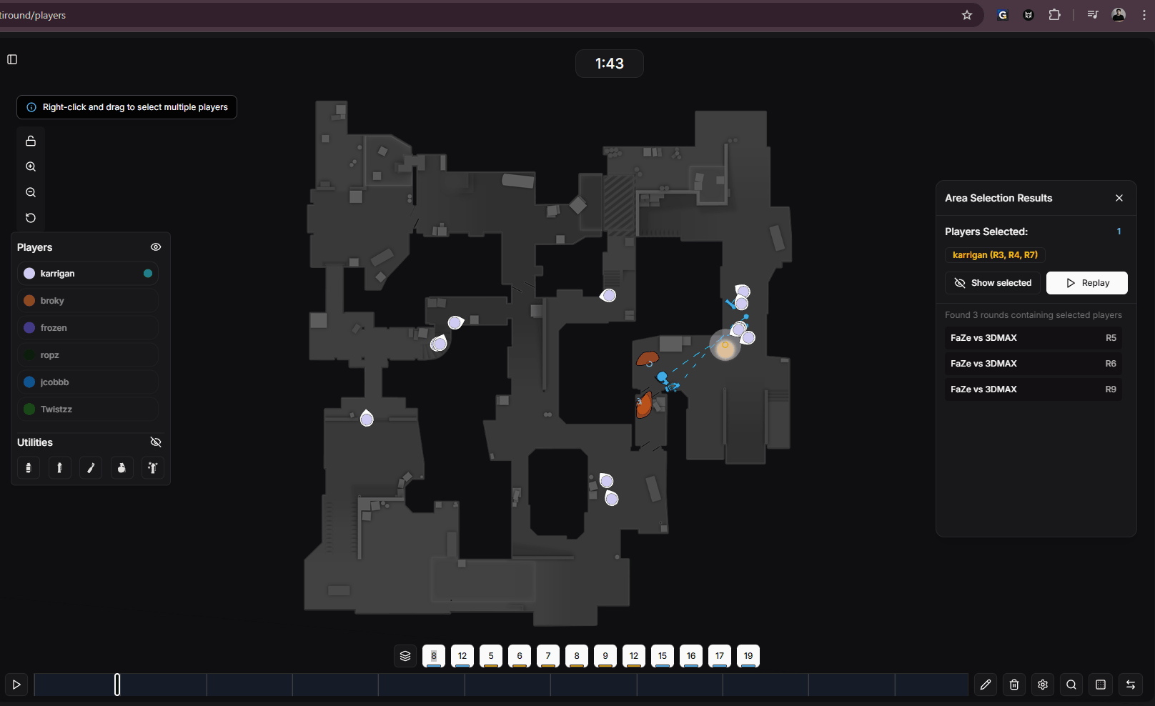 Round and map toggle controls
