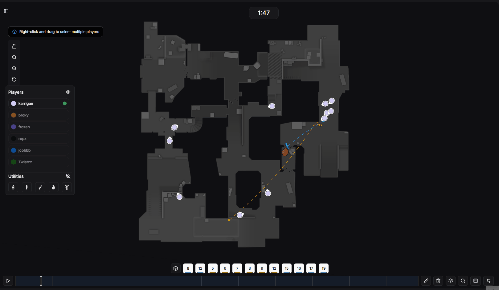 Creating a selection on the multi-round map