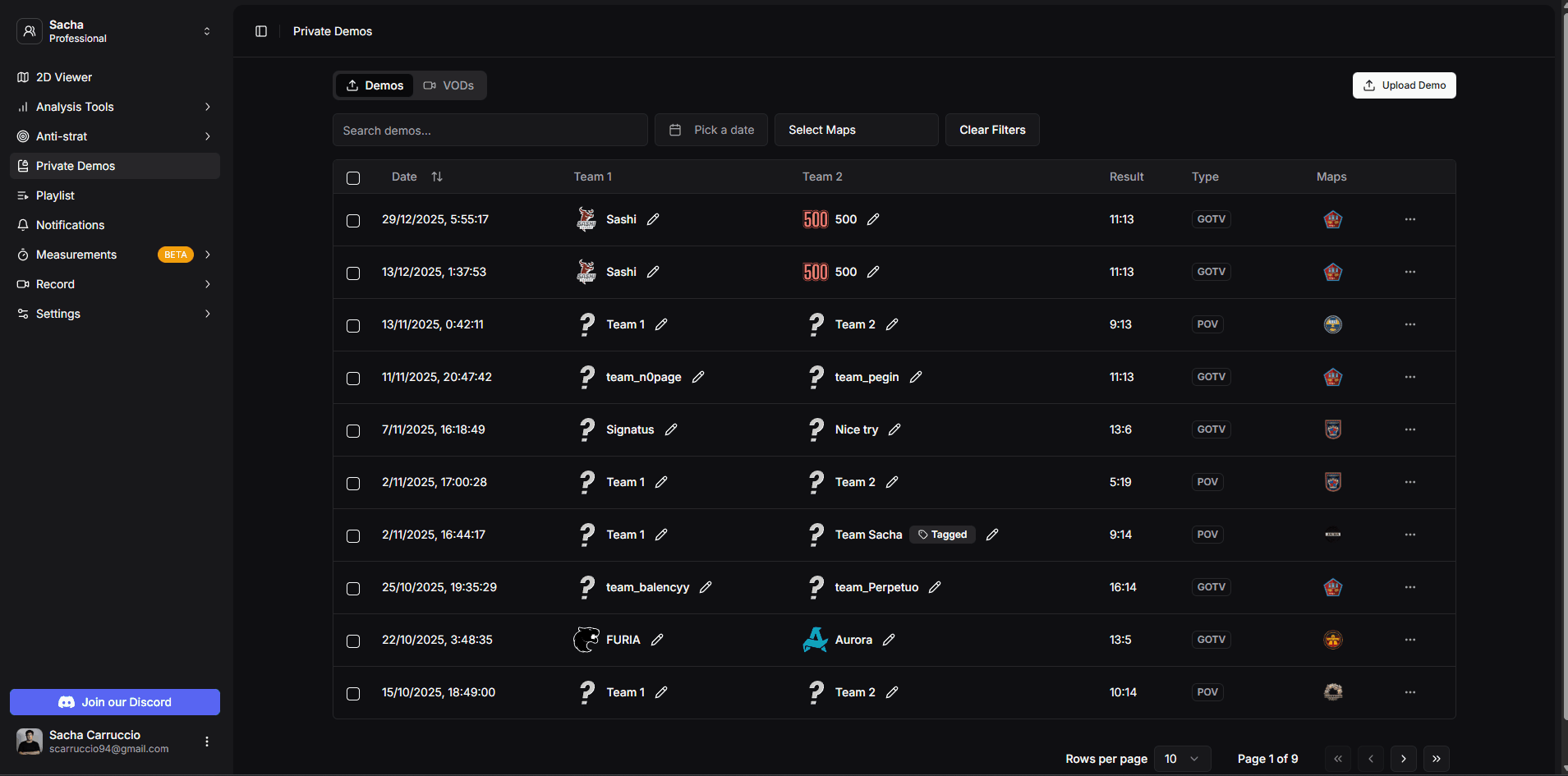 Uploading demo files