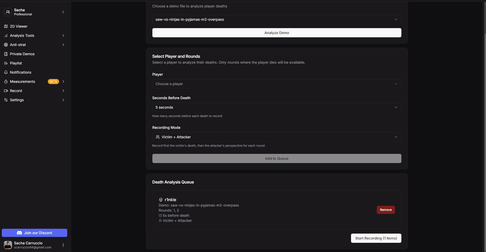 Death analysis recording process preview